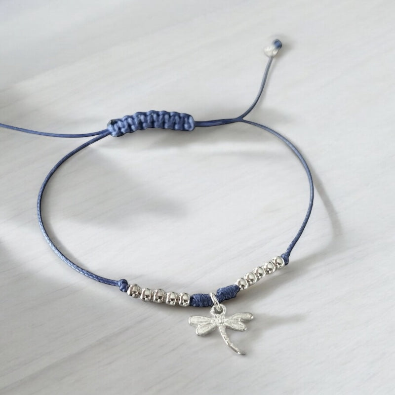 Pulsera hilo libélula plata