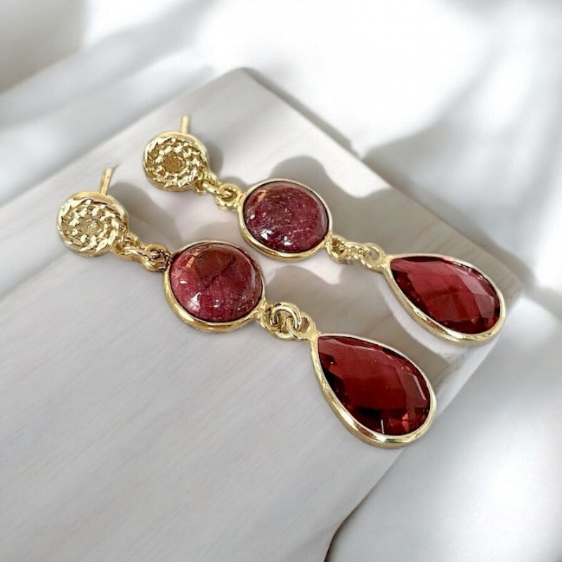 Aros ema rojos oro