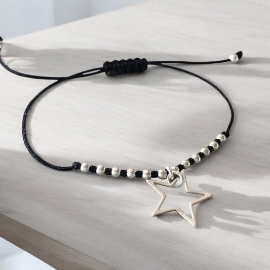 Pulsera hilo estrella plata