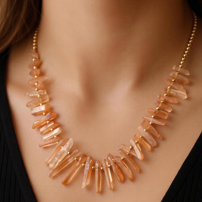 Collar cuarzo oro