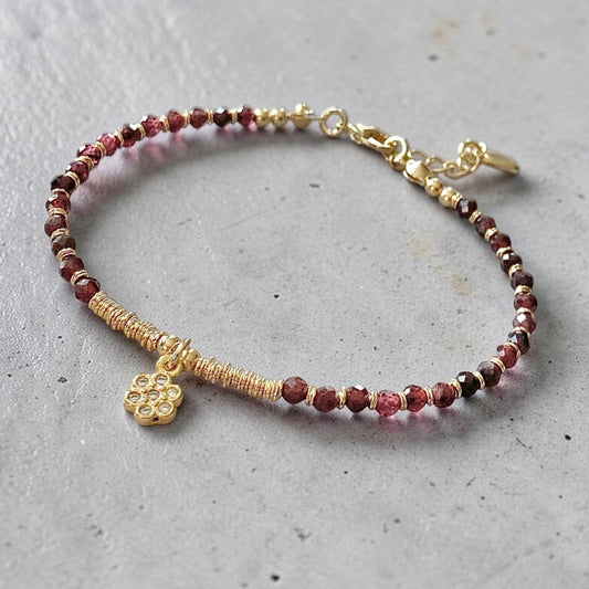 Pulsera margarita granates oro
