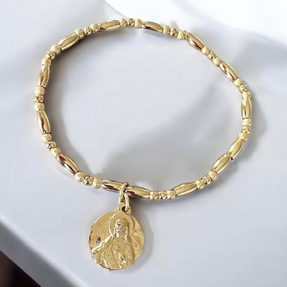 Pulsera lina sagrado corazón oro