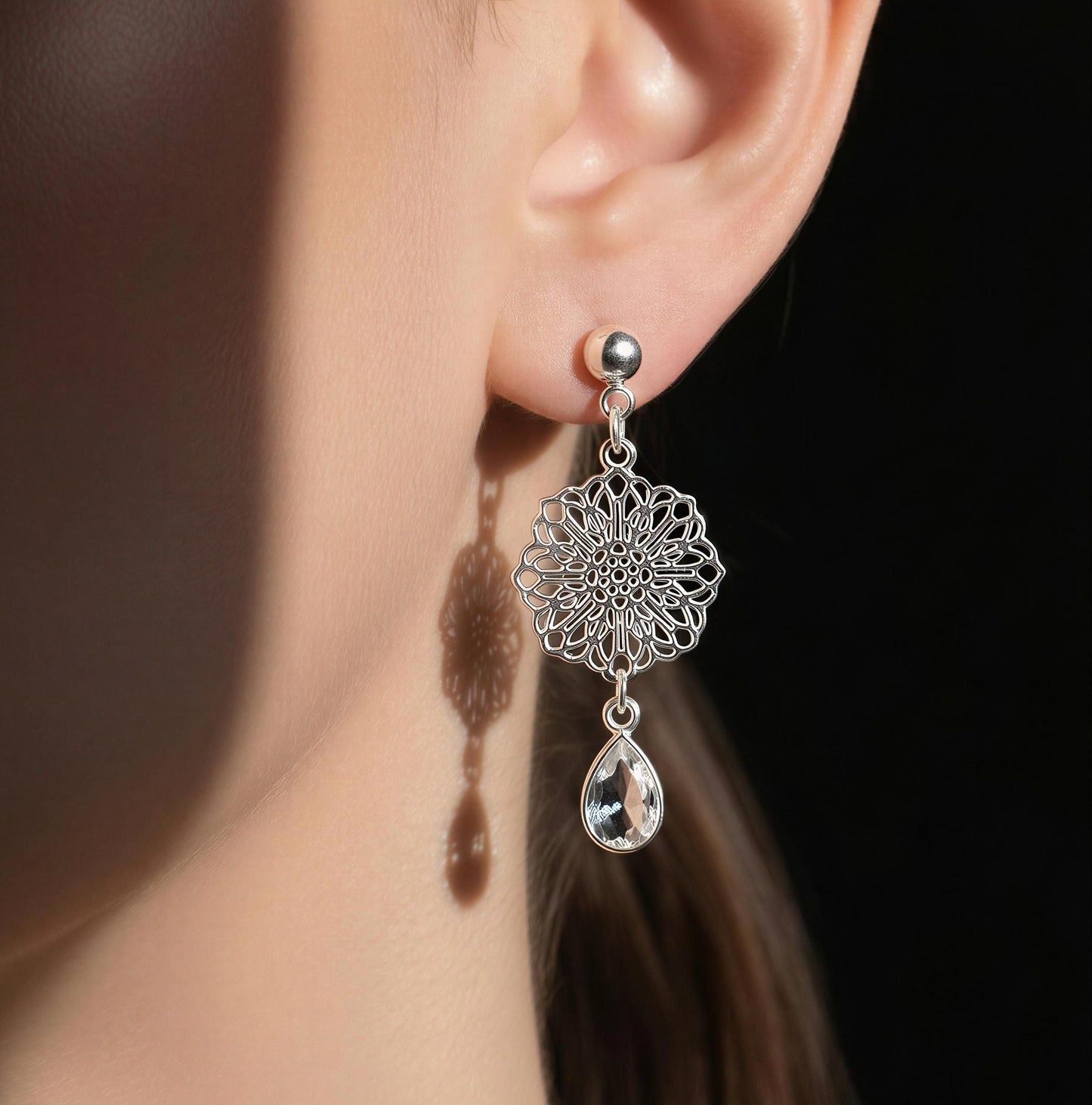 Aros blanca plata 925
