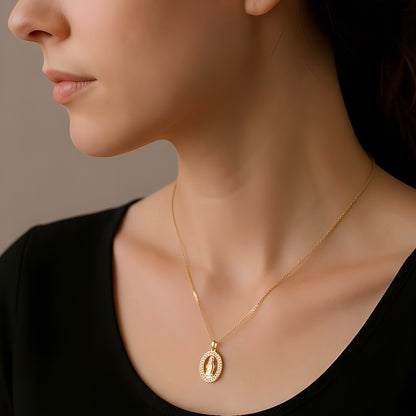 Collar medalla virgen niña circones oro