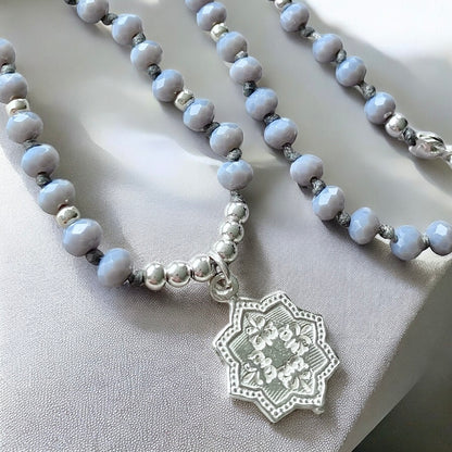 Collar cristales mandala plata