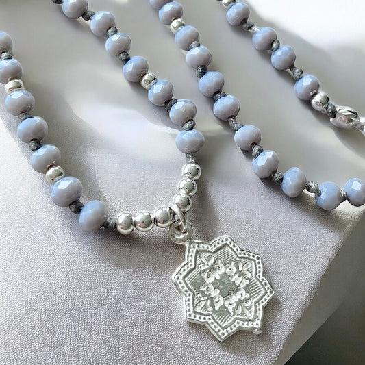 Collar cristales mandala plata