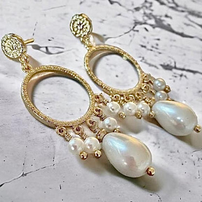 Aros marsella perlas oro