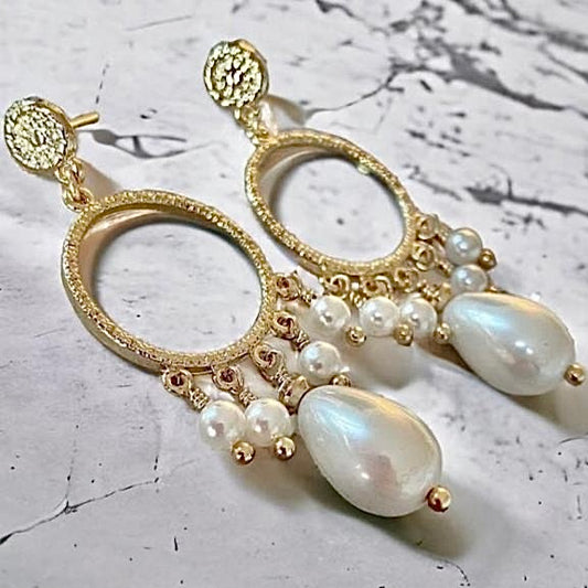 Aros marsella perlas oro