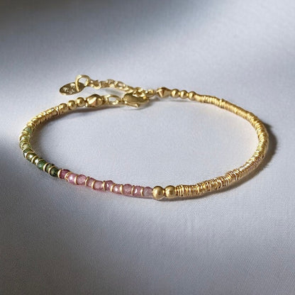 Pulsera turmalinas mostacilla oro