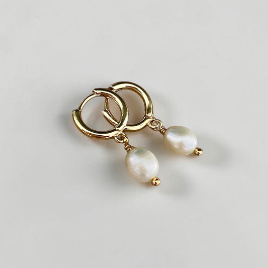 Aros argolla perla oro