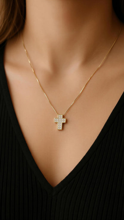 Collar cruz circones oro