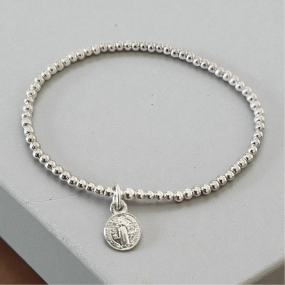 Pulsera mini san Benito protector plata