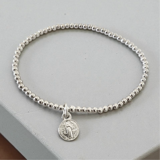 Pulsera mini san Benito protector plata