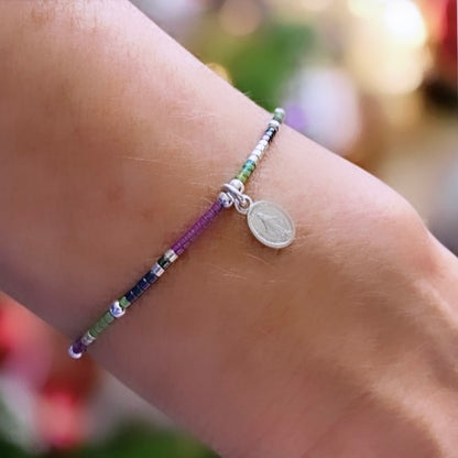 Pulsera hilo mijuki virgen de los milagros plata