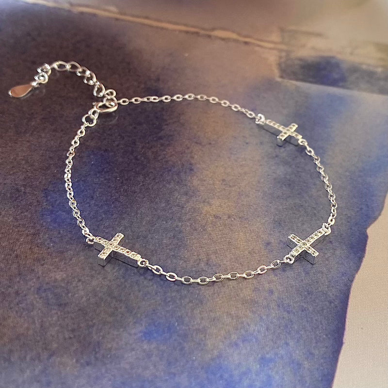 Pulsera cruces plata