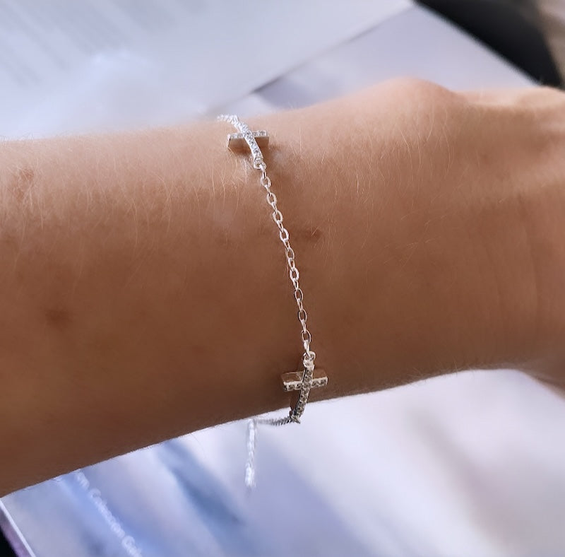 Pulsera cruces plata