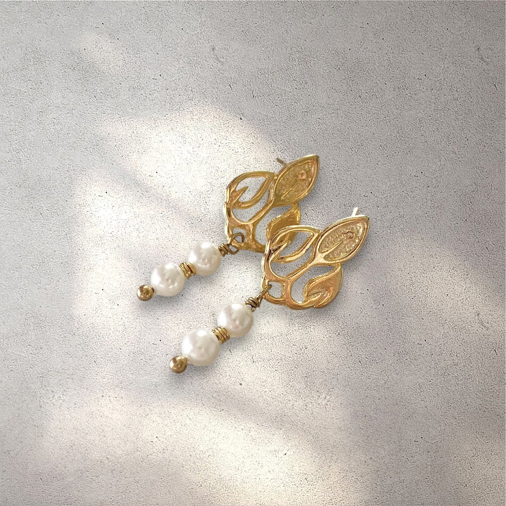 Aros turín dos perlas oro