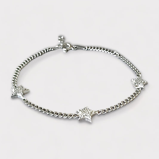 Pulsera estrellitas circones plata