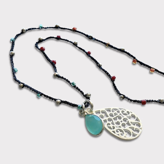 Collar tejido calcedonia plata