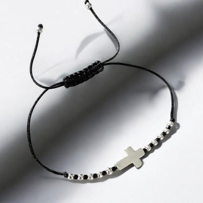 Pulsera hilo cruz silver