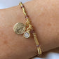 Pulsera mostacilla cristales San Benito oro
