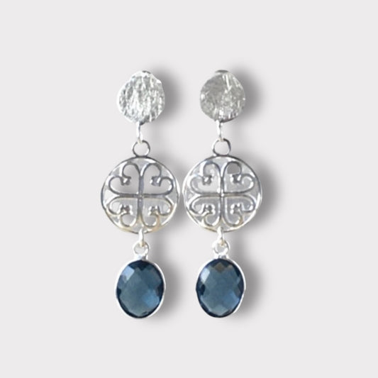 Aros cuarzo azul plata