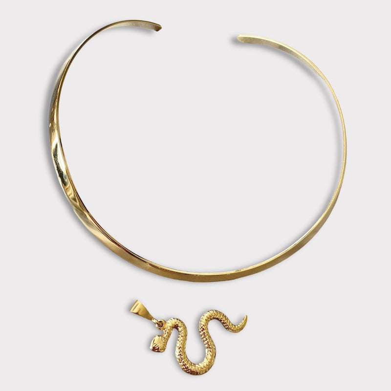 Collar choker bari serpiente oro