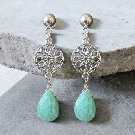 Aros amazonita plata 925