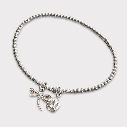 Pulsera corona libélula plata