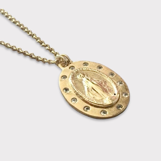 Collar medallón virgen de los rayos oro