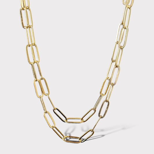 Collar doble cadena clip oro