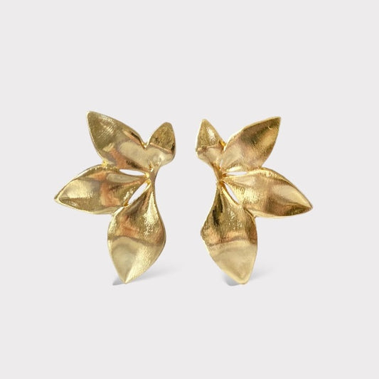 Aros media flor oro