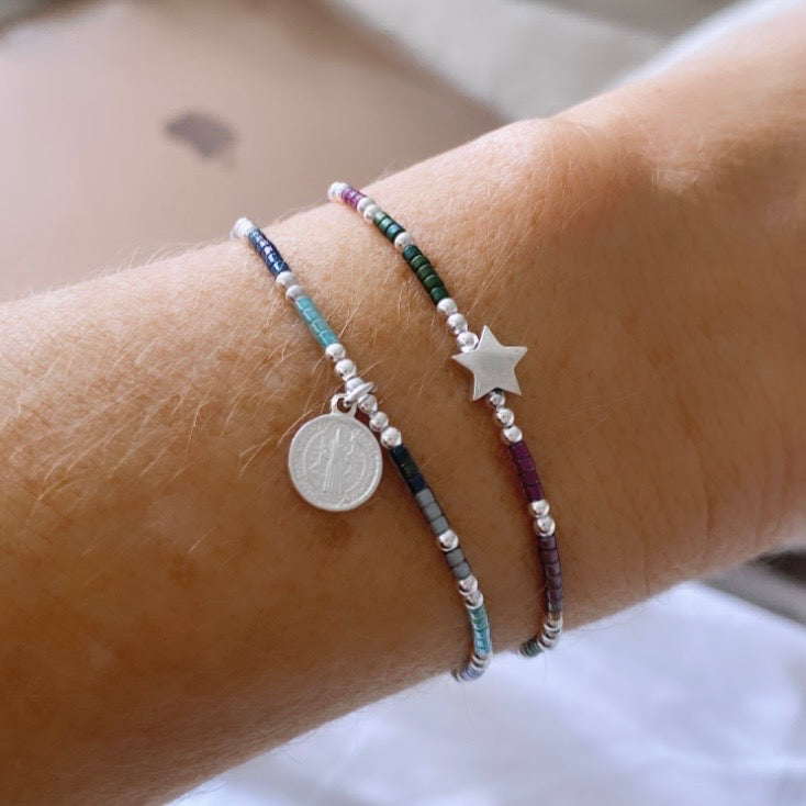 Pulsera hilo mijuki San Benito plata