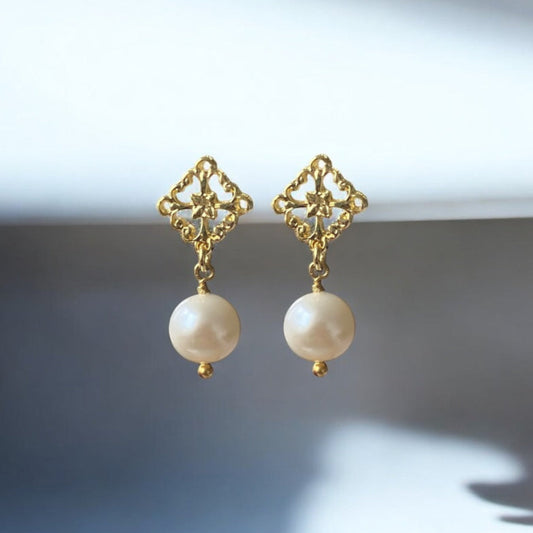 Aros pipa perlas oro