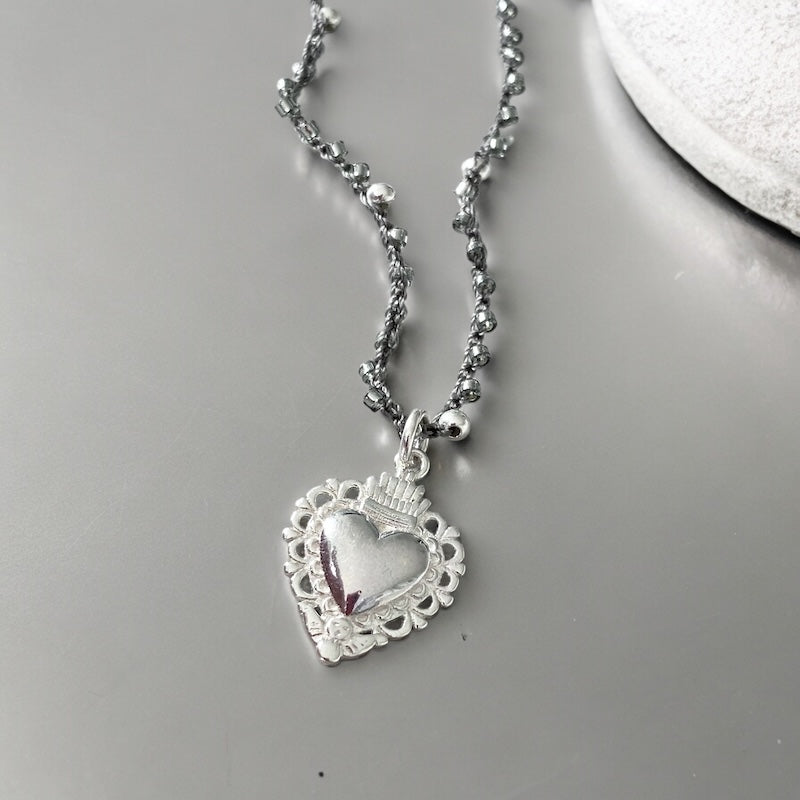 Collar tejido detente plata