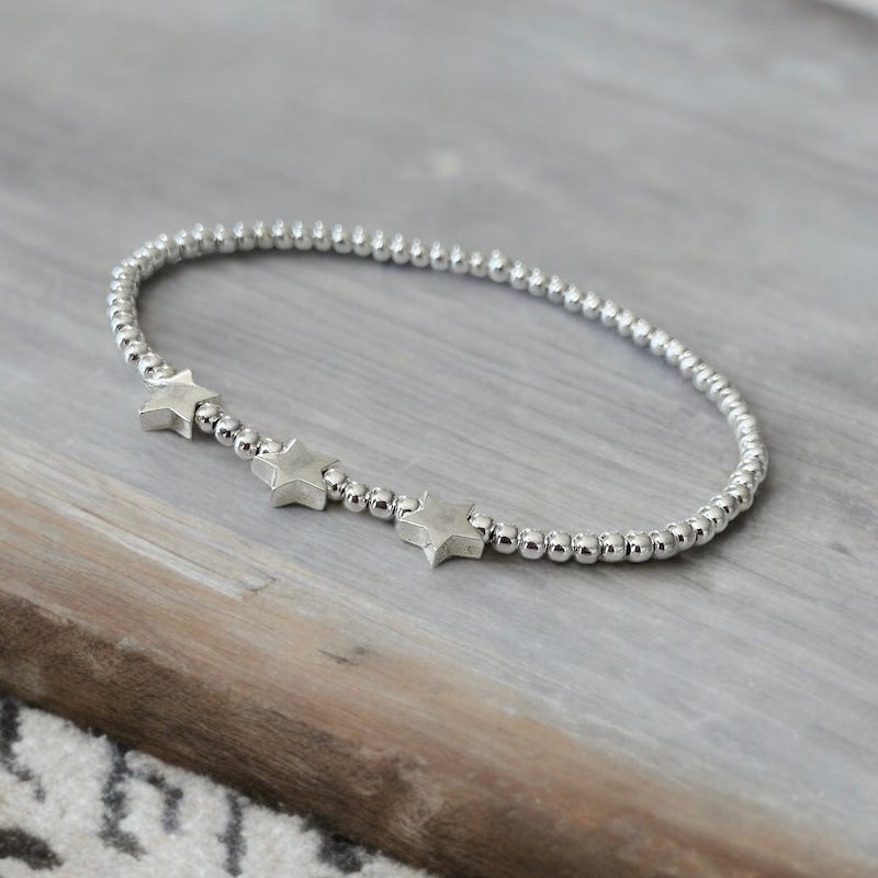 Pulsera tres estrellas plata