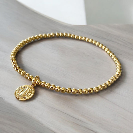 Pulsera bolitas San Benito oro
