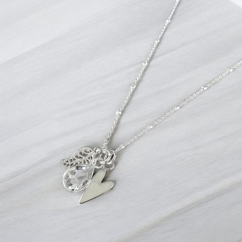 Collar trío corazón hojita plata 925