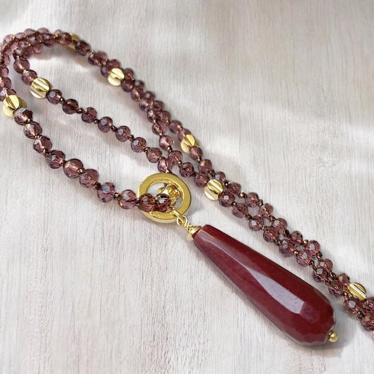 Collar cristales vino oro