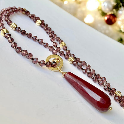 Collar cristales vino oro