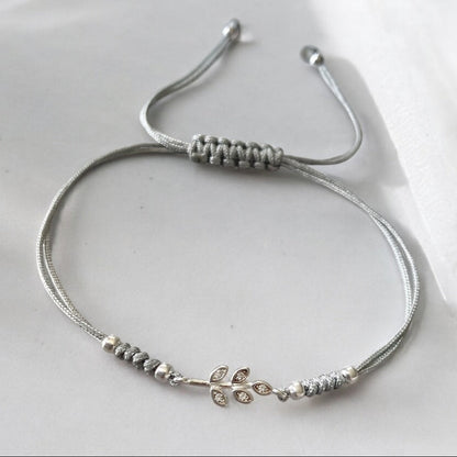 Pulsera hilo hojita circones plata
