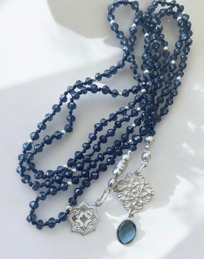 Collar siena cristales azules plata 925