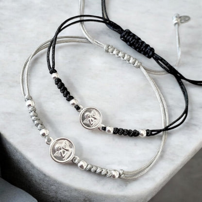 Pulsera hilo ángel de la guarda plata
