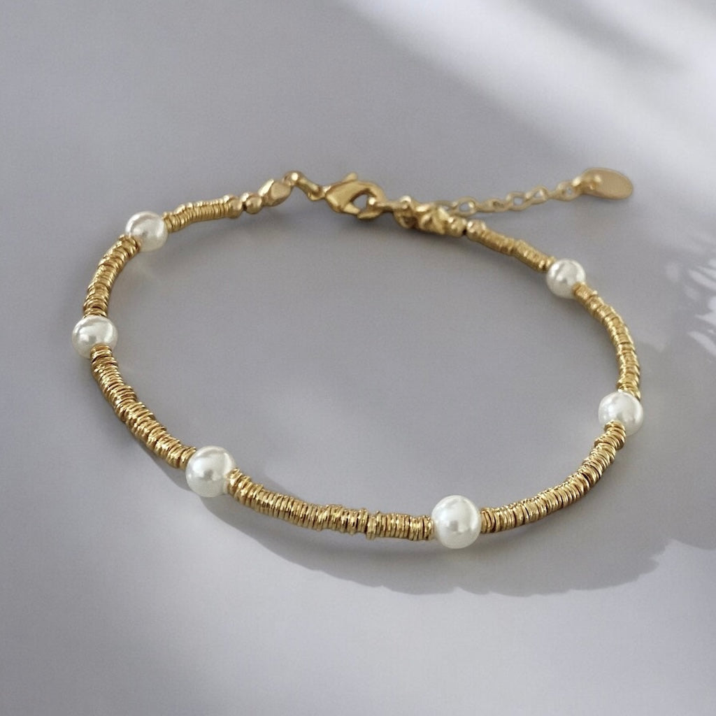 Pulsera mostacilla perlas oro
