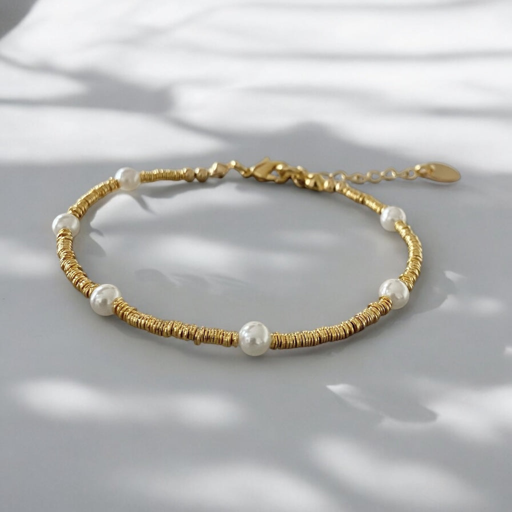 Pulsera mostacilla perlas oro