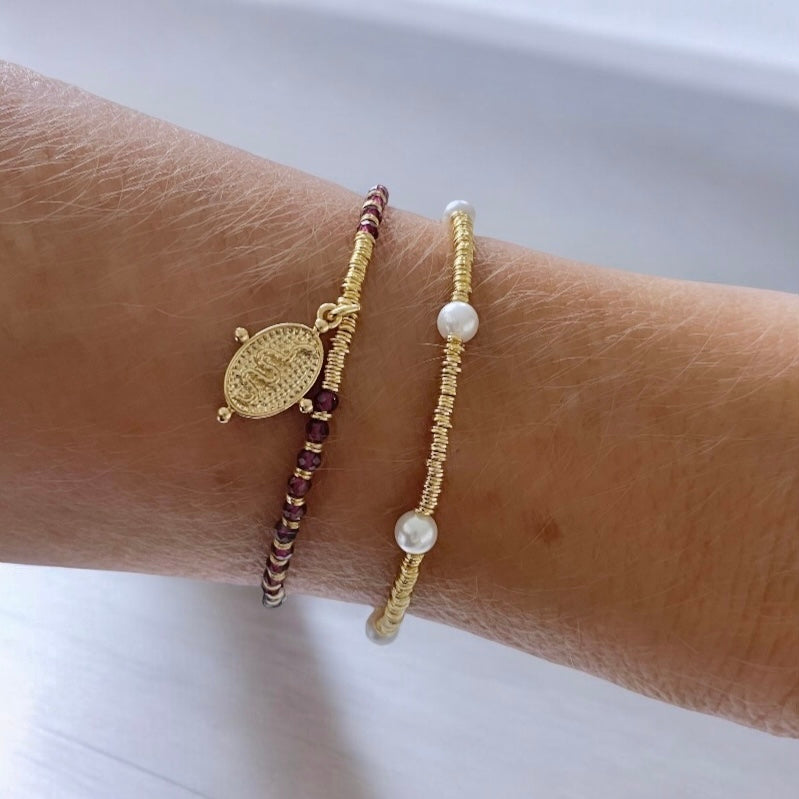 Pulsera mostacilla perlas oro