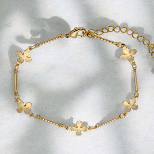 Pulsera tréboles oro
