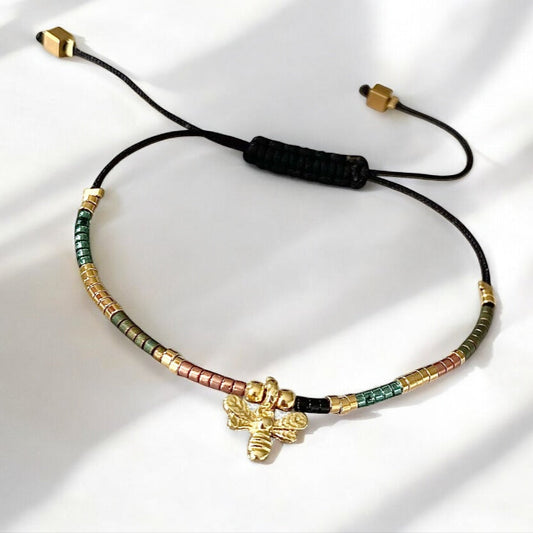 Pulsera hilo mijuki abejita oro