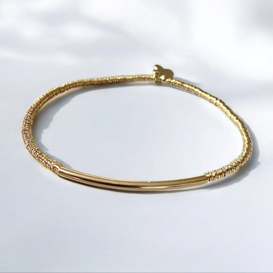 Pulsera mostacilla barrita oro
