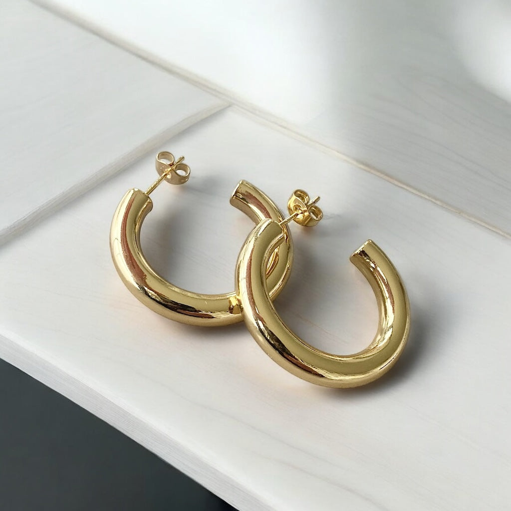 Aros argolla tubo vero oro